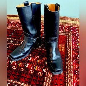 W 7 H. F. Senka black leather moto boots. Made in Spain ltd. ed. 1918
